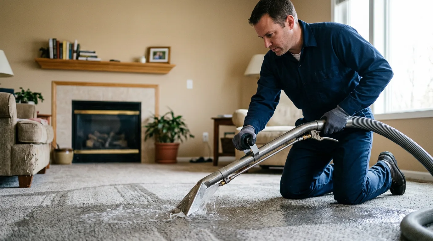 Water damage restoration technician working near Oro Grande, CA